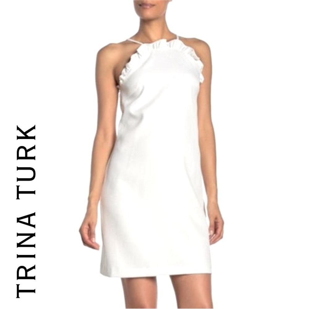 Trina Turk white visitor off white ruffle dress sz 12